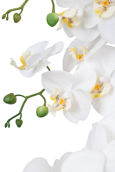 Orhidee artificiala alba cu aspect natural H85 cm cu 8 tulpini
