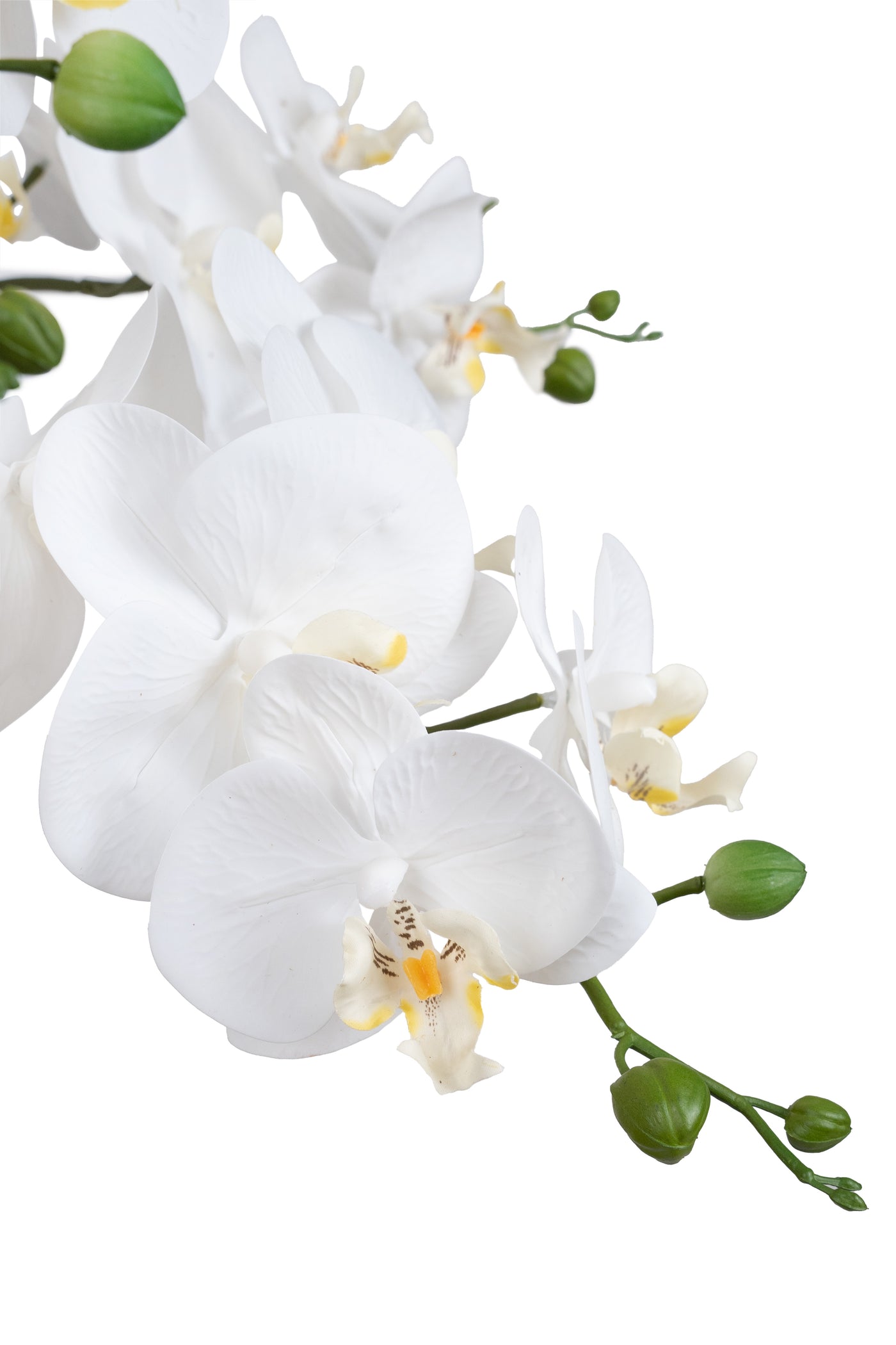 Orhidee artificiala alba cu aspect natural H85 cm cu 8 tulpini