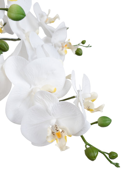 Orhidee artificiala alba cu aspect natural H85 cm cu 8 tulpini