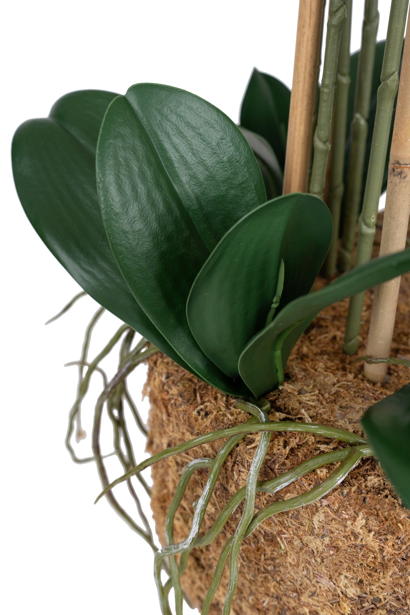 Orhidee artificiala alba cu aspect natural H85 cm cu 8 tulpini