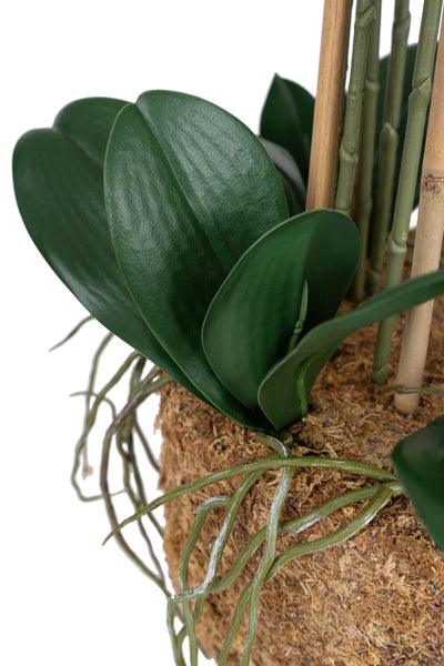 Orhidee artificiala alba cu aspect natural H85 cm cu 8 tulpini