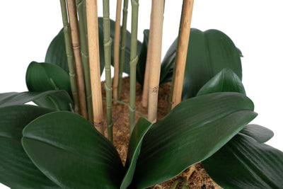 Orhidee artificiala alba cu aspect natural H85 cm cu 8 tulpini