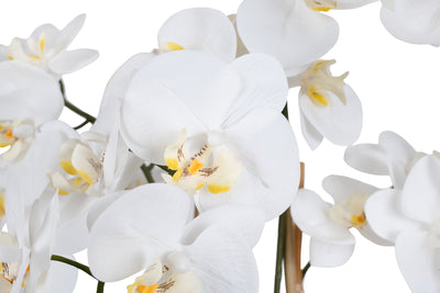 Orhidee artificiala alba cu aspect natural H85 cm cu 8 tulpini