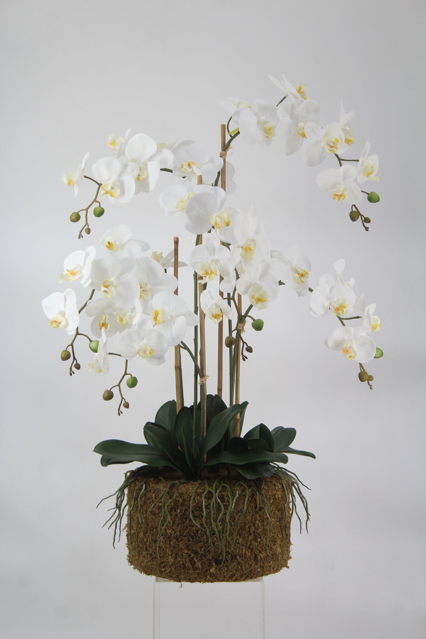 Orhidee artificiala alba cu aspect natural H90 cm cu 6 tulpini