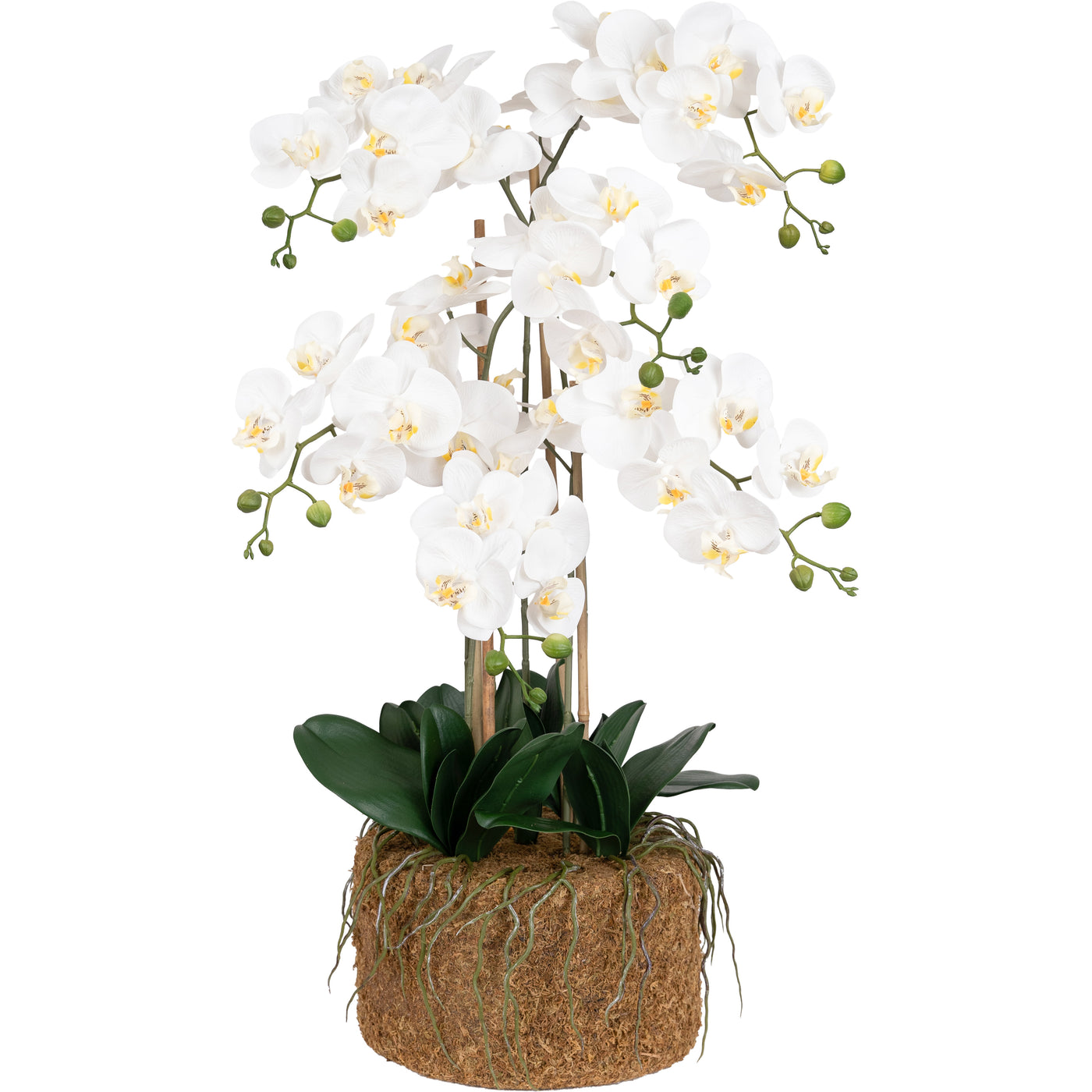 Orhidee artificiala alba cu aspect natural H90 cm cu 6 tulpini