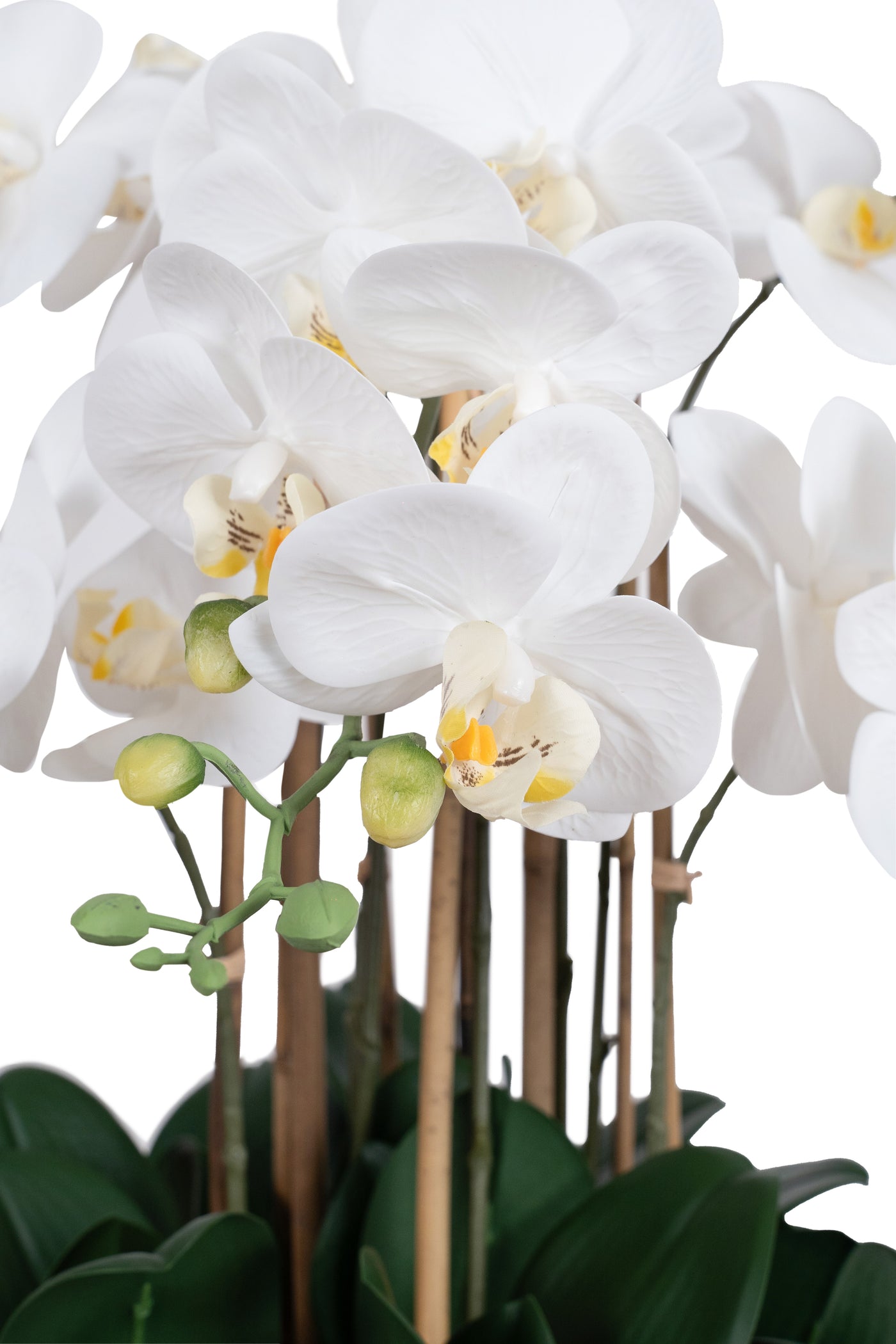 Orhidee artificiala alba cu aspect natural H90 cm cu 9 tulpini