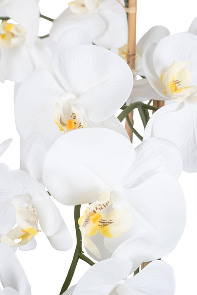 Orhidee artificiala alba cu aspect natural H90 cm cu 9 tulpini