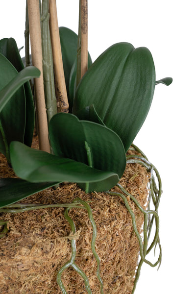 Orhidee artificiala alba cu aspect natural H90 cm cu 9 tulpini