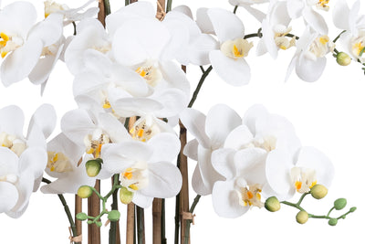 Orhidee artificiala alba cu aspect natural H90 cm cu 9 tulpini