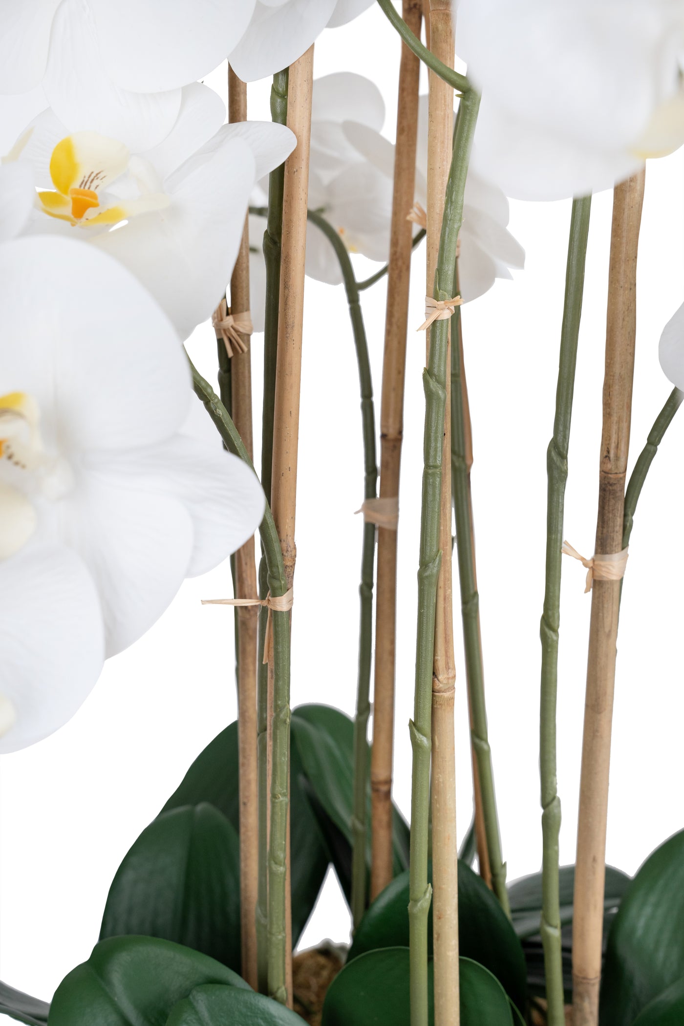 Orhidee artificiala alba cu aspect natural H95 cm cu 9 tulpini