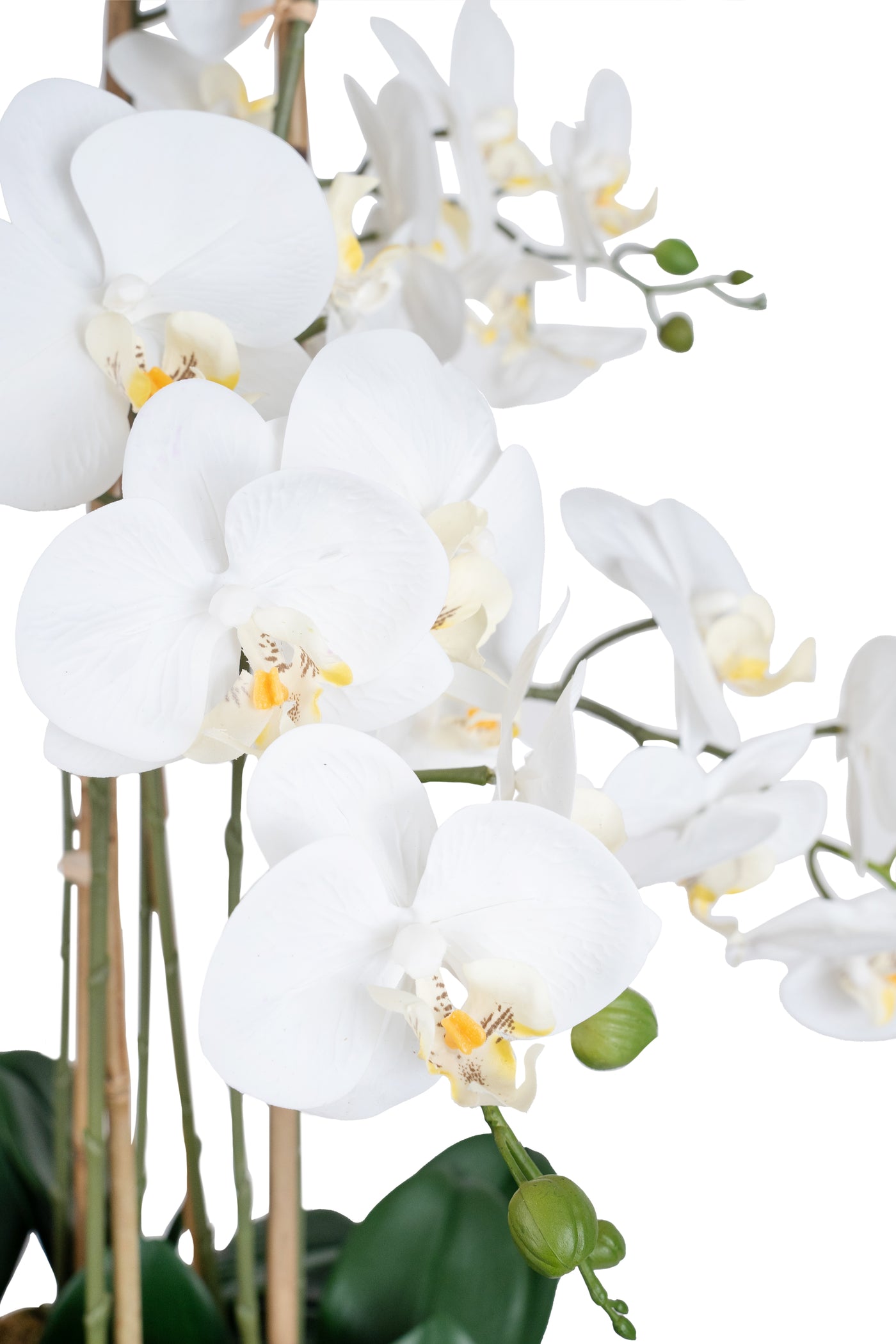 Orhidee artificiala alba cu aspect natural H95 cm cu 9 tulpini