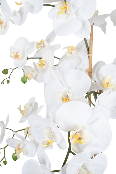 Orhidee artificiala alba cu aspect natural H95 cm cu 9 tulpini