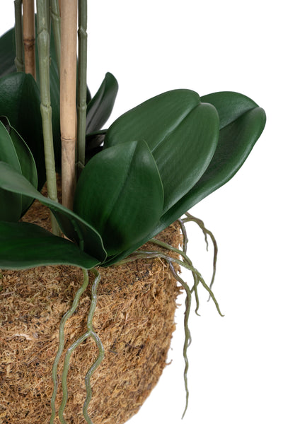 Orhidee artificiala alba cu aspect natural H95 cm cu 9 tulpini