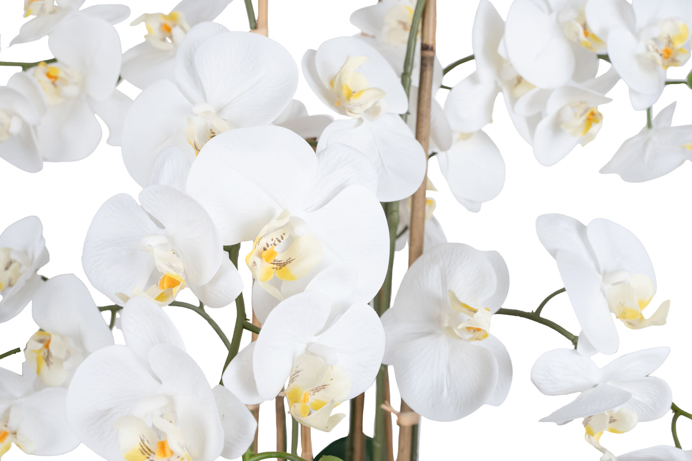 Orhidee artificiala alba cu aspect natural H95 cm cu 9 tulpini