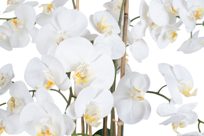 Orhidee artificiala alba cu aspect natural H95 cm cu 9 tulpini