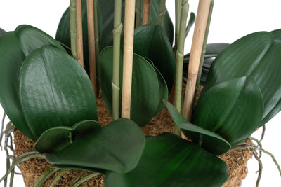 Orhidee artificiala alba cu aspect natural H95 cm cu 9 tulpini