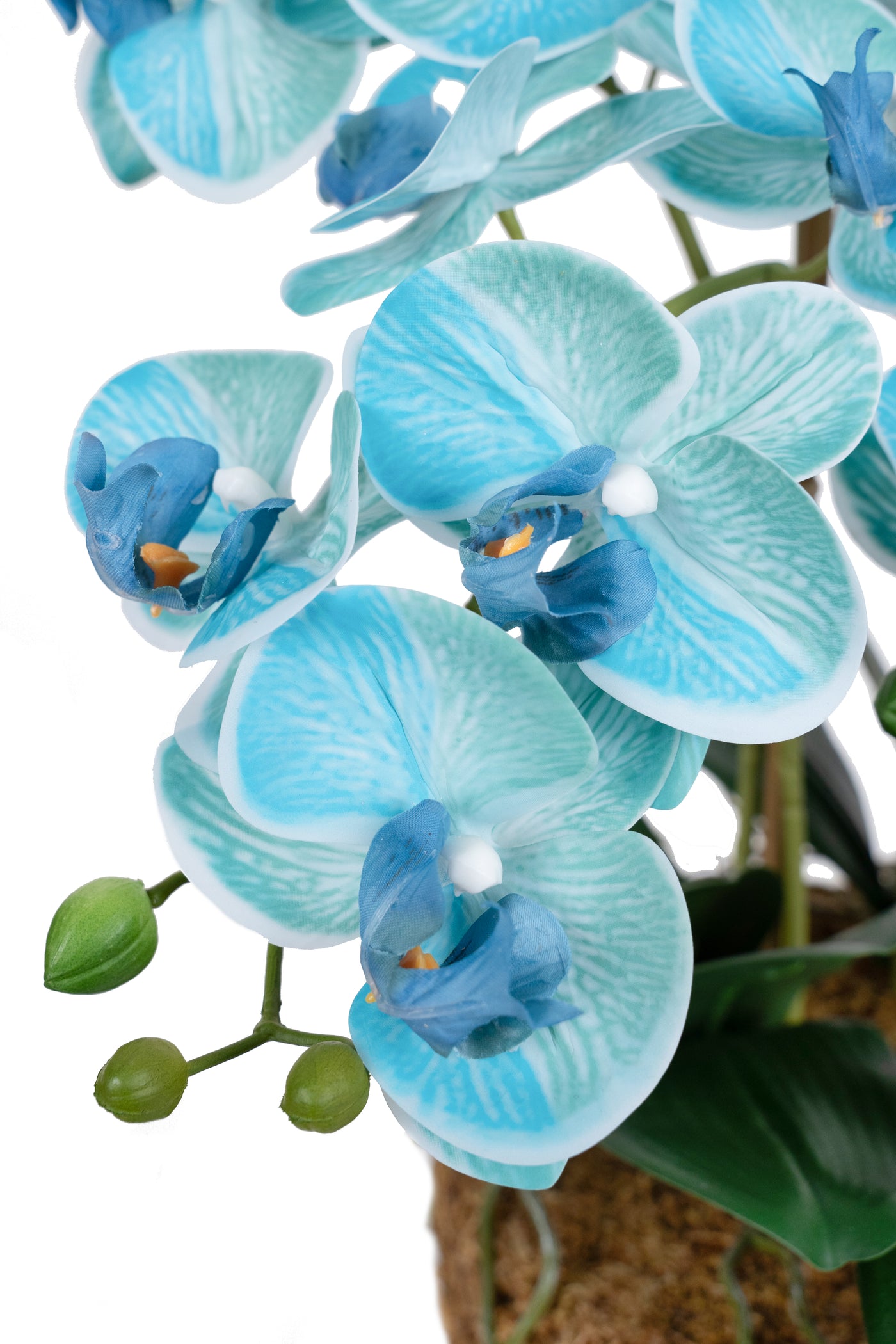 Orhidee artificiala albastru cu turquoise cu aspect natural H66 cm cu 9 tulpini