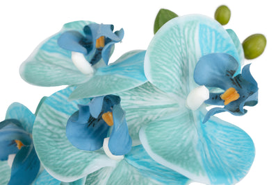 Orhidee artificiala albastru turquoise cu aspect natural H46 cm cu 2 tulpini