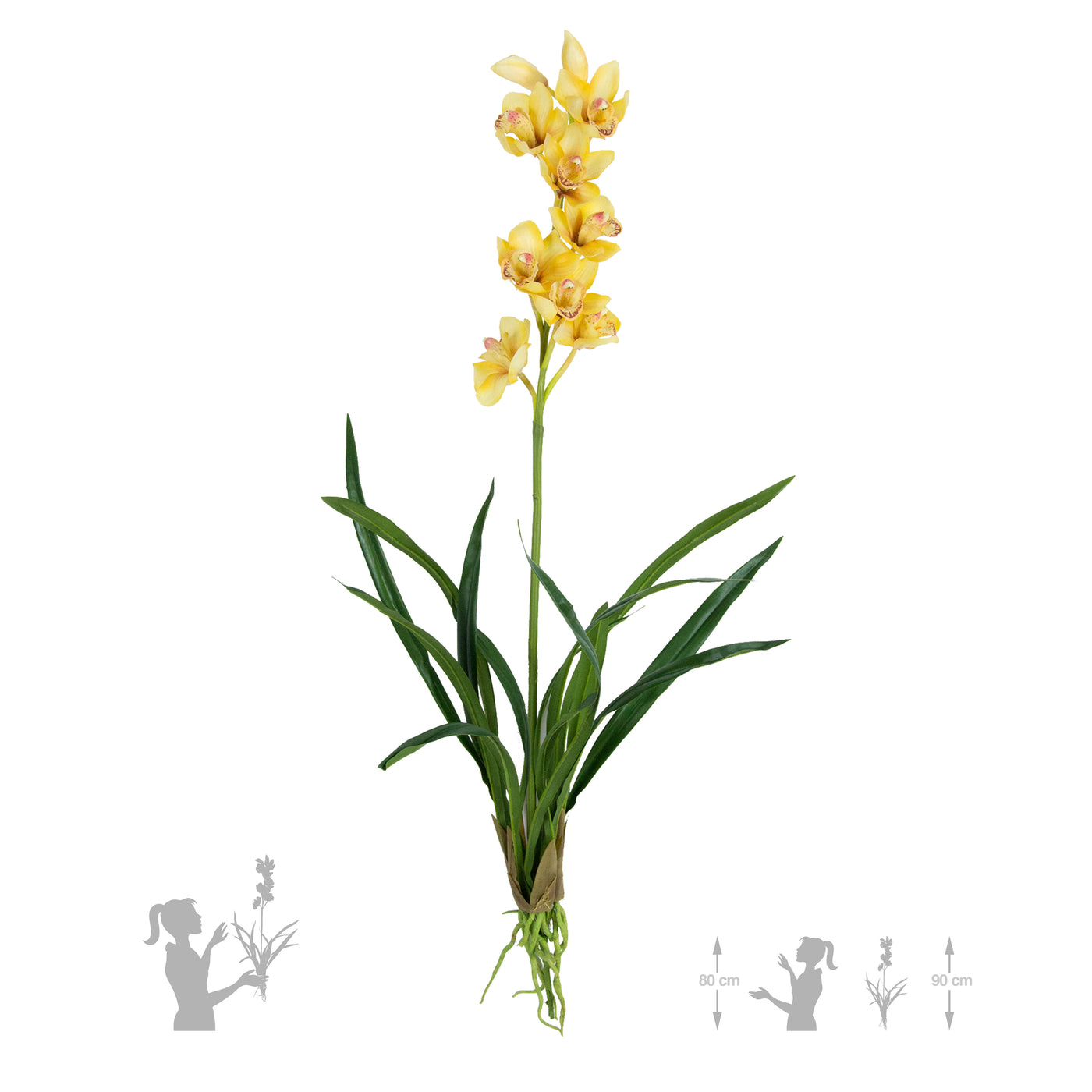 Orhidee artificiala Cymbidium galben H90 cm