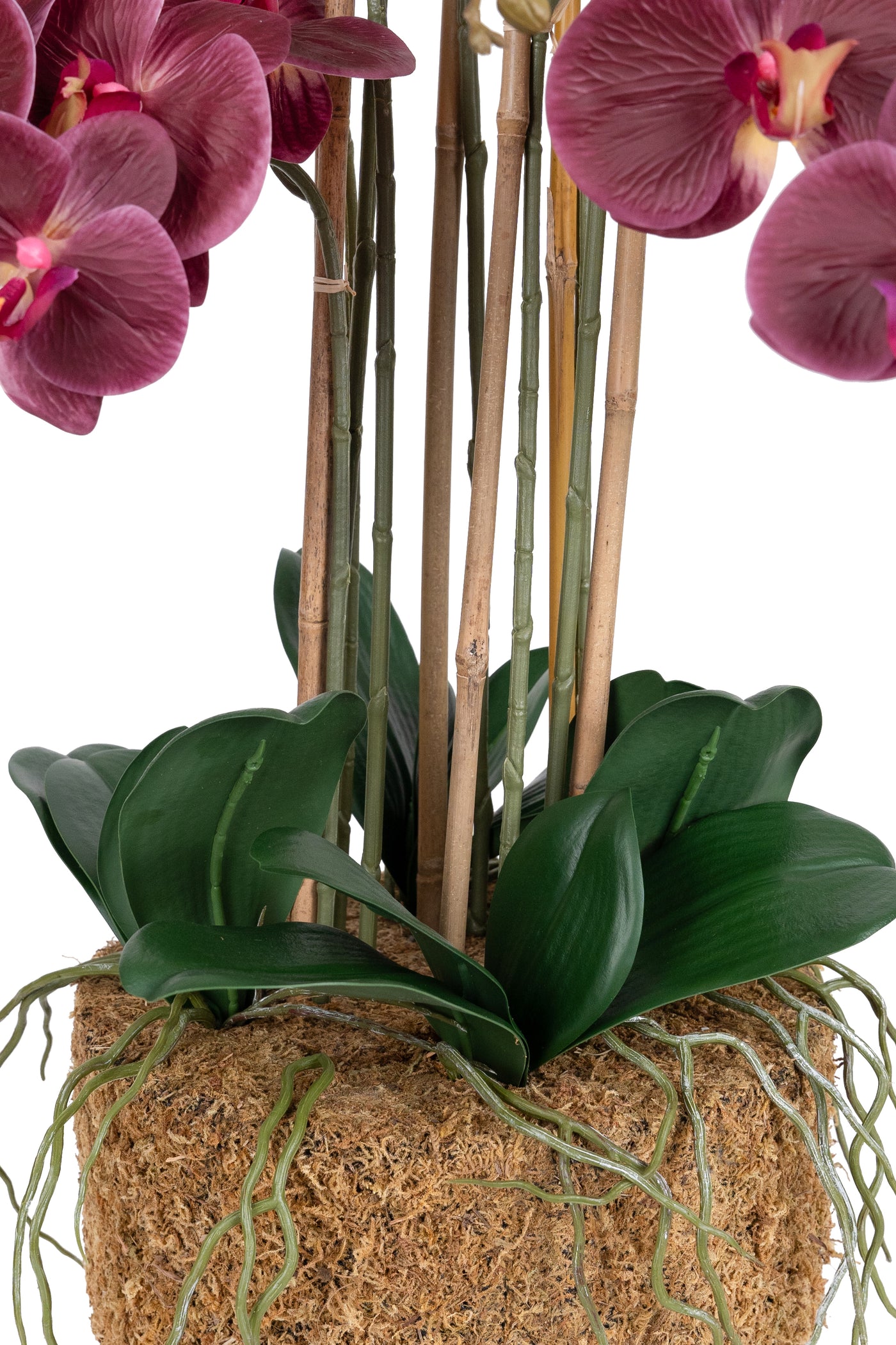 Orhidee artificiala grena cu aspect natural H85 cm cu 8 tulpini