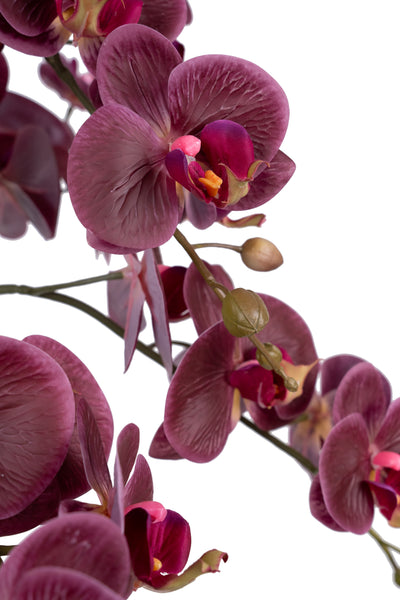 Orhidee artificiala grena cu aspect natural H85 cm cu 8 tulpini