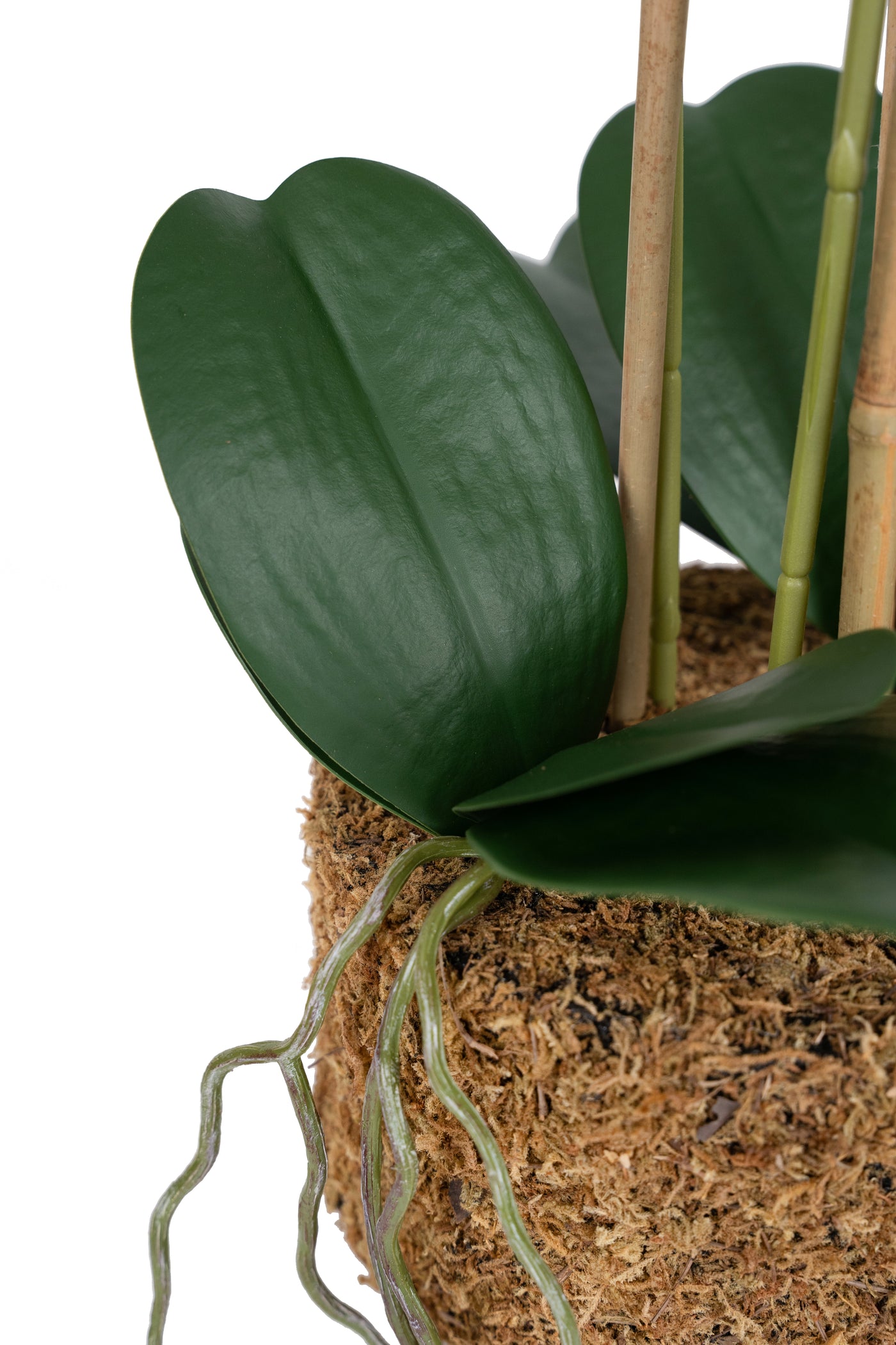 Orhidee artificiala grena cu galben cu aspect natural H61 cm cu 3 tulpini