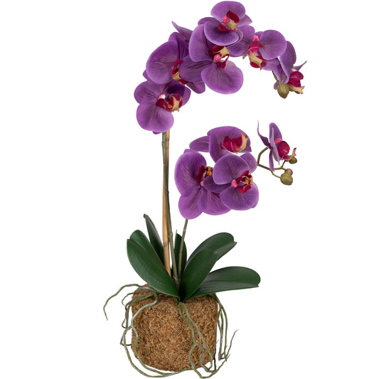 Orhidee artificiala mov cu aspect natural H56 cm cu 2 tulpini