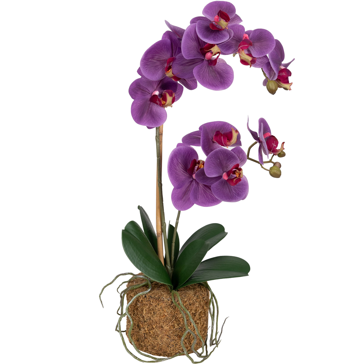 Orhidee artificiala mov cu aspect natural H56 cm cu 2 tulpini