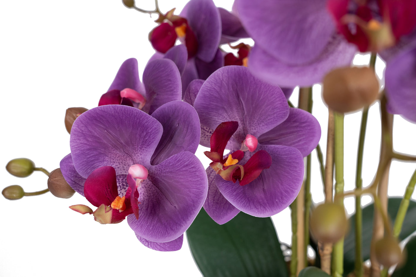 Orhidee artificiala mov cu aspect natural H59 cm cu 6 tulpini