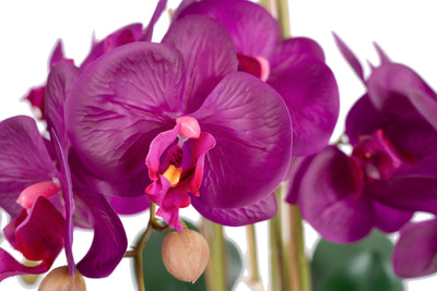 Orhidee artificiala mov cu aspect natural H62 cm cu 6 tulpini