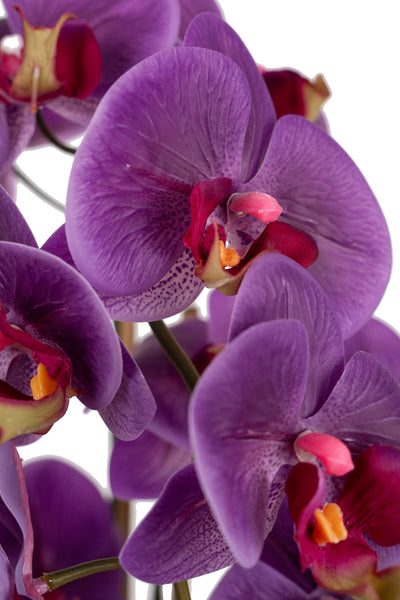 Orhidee artificiala mov cu aspect natural H65 cm cu 3 tulpini