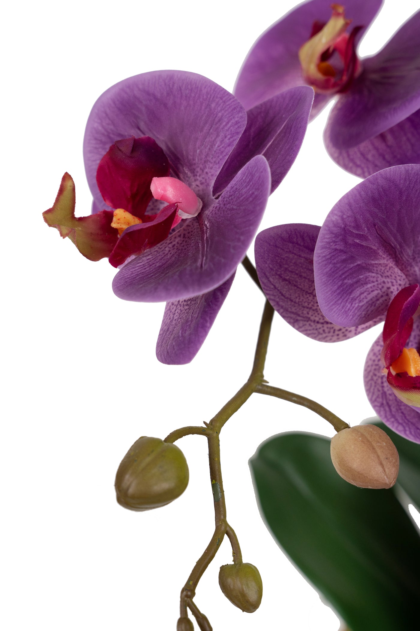 Orhidee artificiala mov cu aspect natural H65 cm cu 3 tulpini