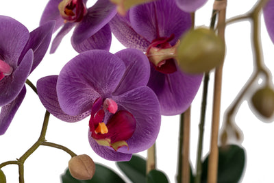 Orhidee artificiala mov cu aspect natural H65 cm cu 3 tulpini