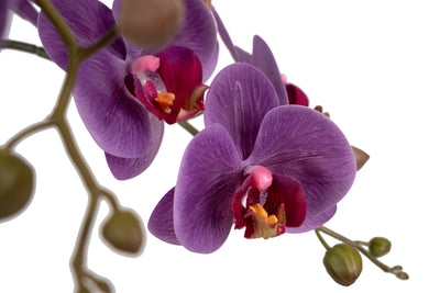 Orhidee artificiala mov cu aspect natural H65 cm cu 3 tulpini