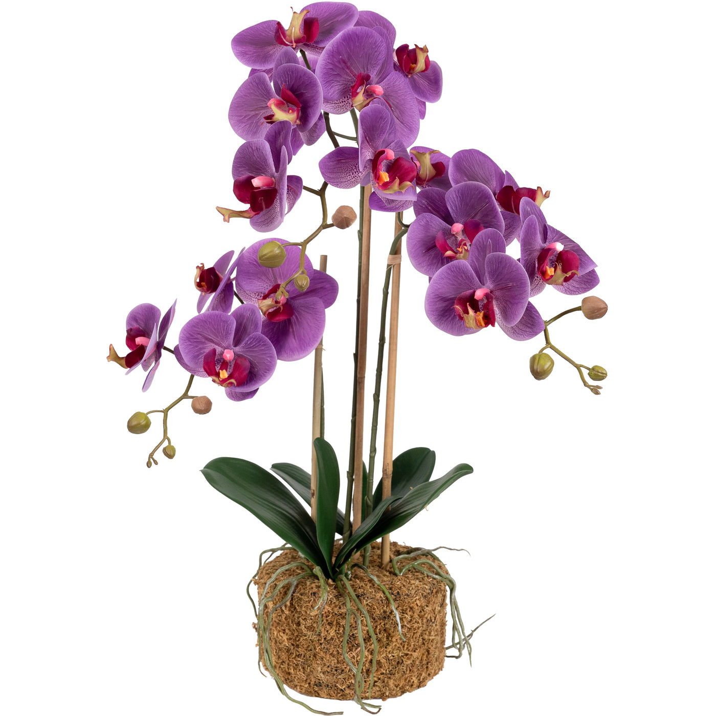 Orhidee artificiala mov cu aspect natural H65 cm cu 5 tulpini