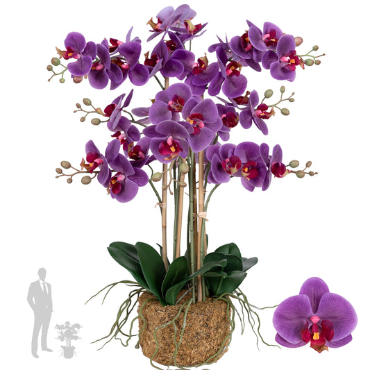 Orhidee artificiala mov cu aspect natural H68 cm cu 9 tulpini