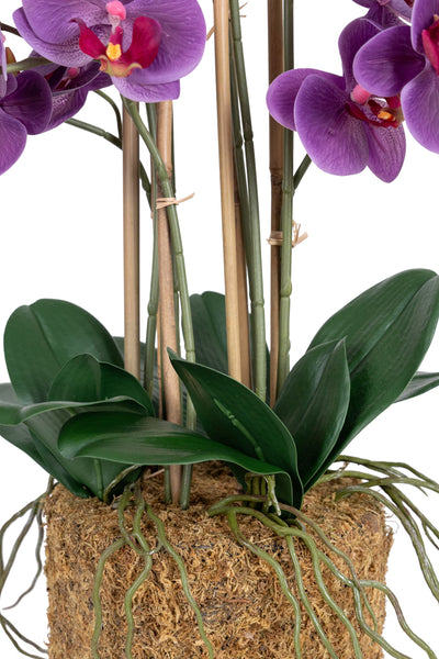 Orhidee artificiala mov cu aspect natural H71 cm cu 9 tulpini