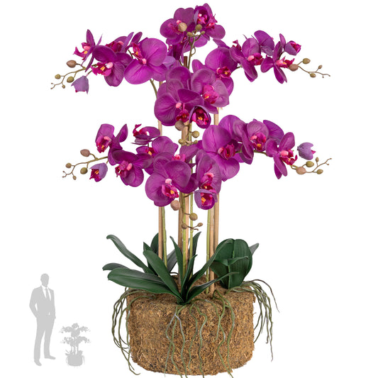 Orhidee artificiala mov cu aspect natural H76 cm cu 7 tulpini