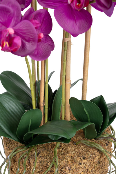 Orhidee artificiala mov cu aspect natural H76 cm cu 7 tulpini