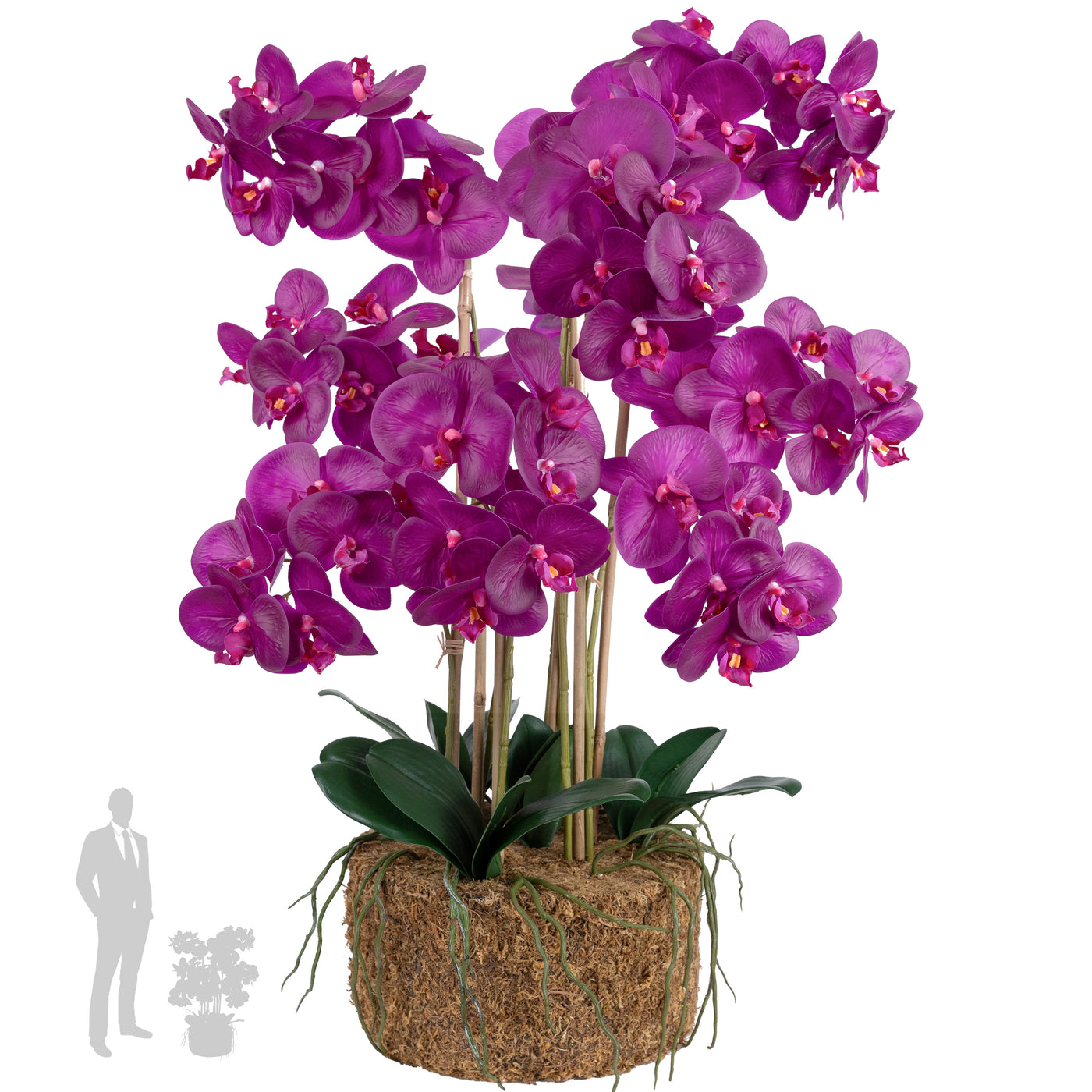 Orhidee artificiala mov cu aspect natural H80 cm cu 9 tulpini