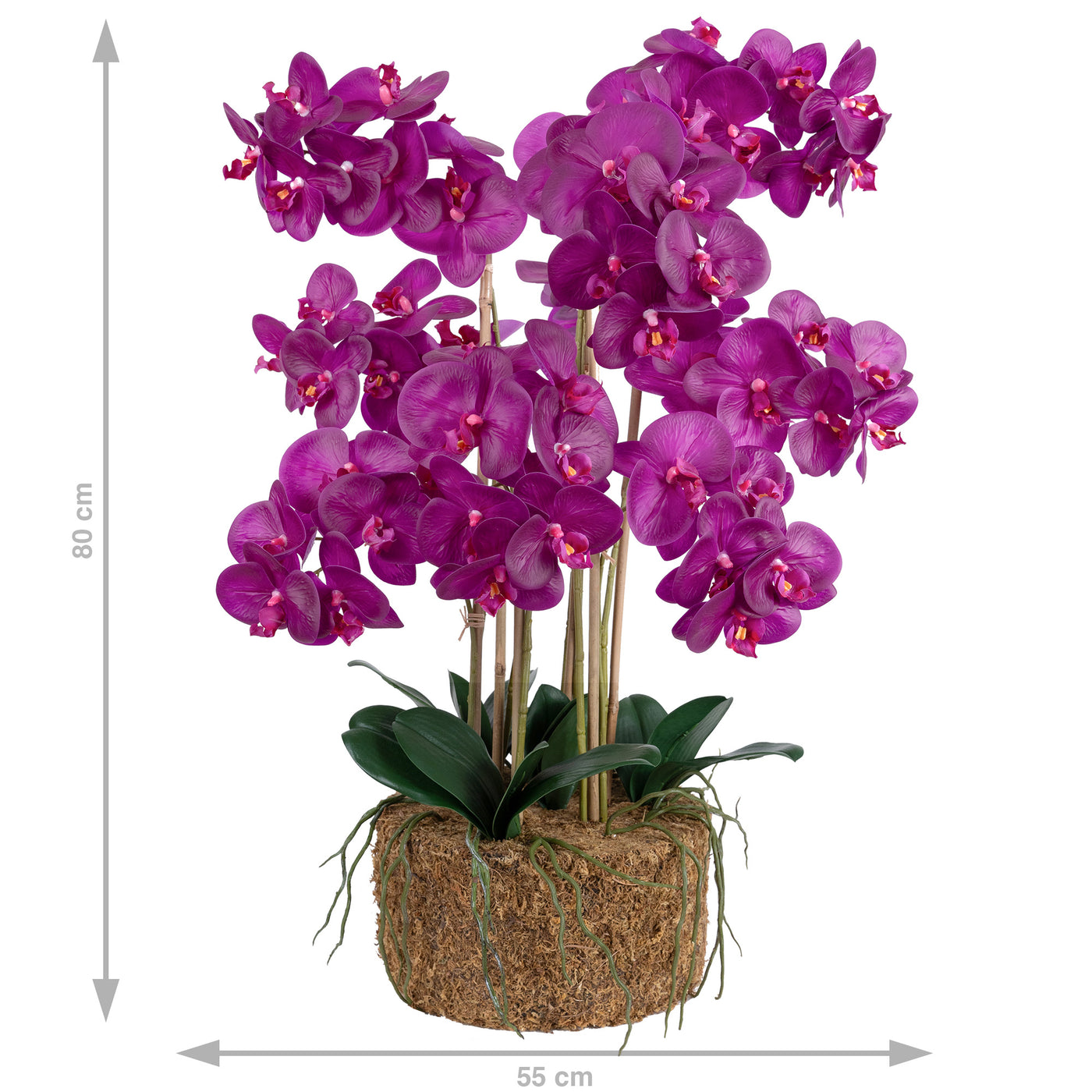 Orhidee artificiala mov cu aspect natural H80 cm cu 9 tulpini