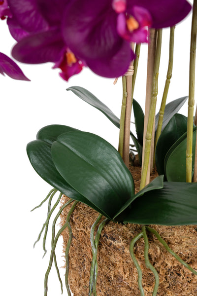 Orhidee artificiala mov cu aspect natural H80 cm cu 9 tulpini