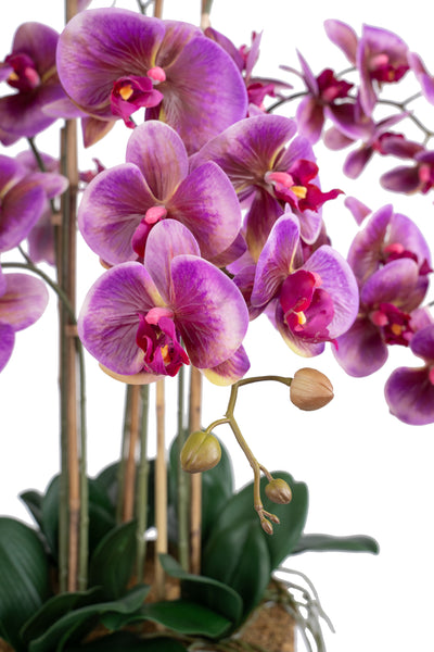 Orhidee artificiala mov cu aspect natural H95 cm cu 9 tulpini