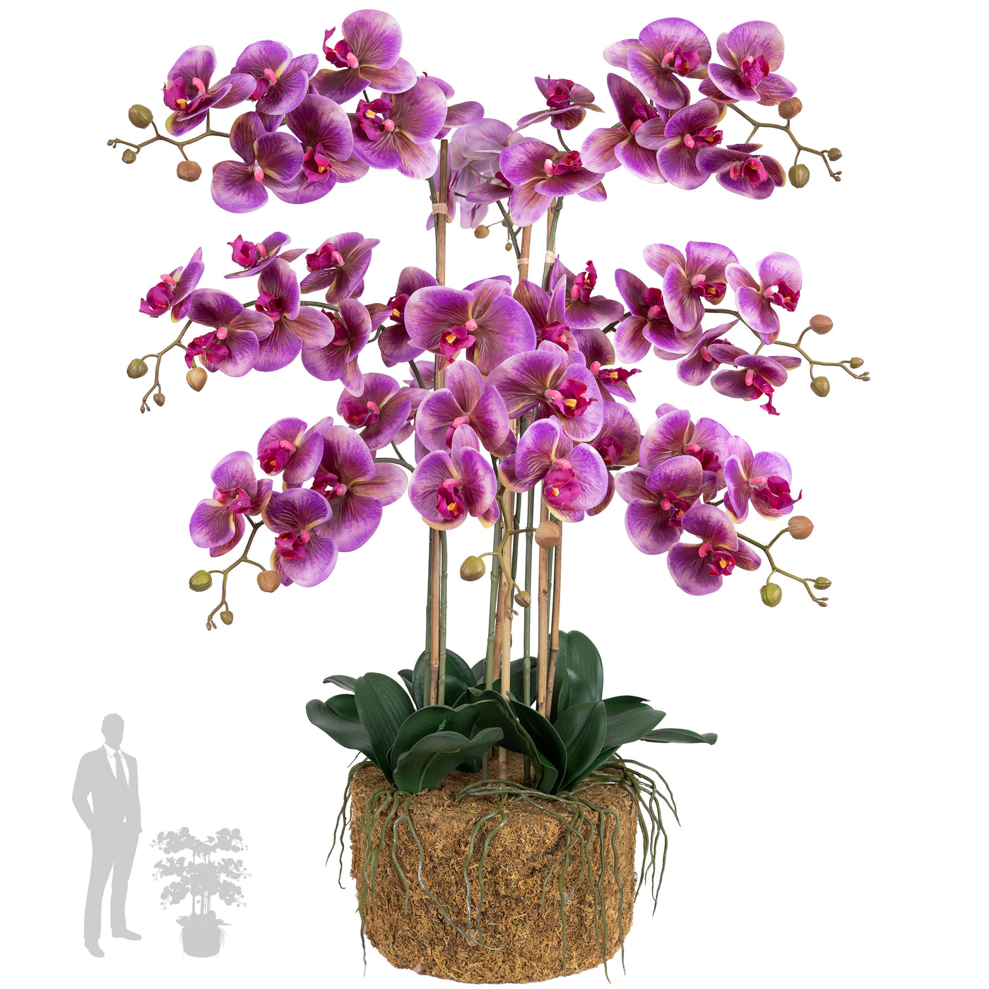 Orhidee artificiala mov cu aspect natural H95 cm cu 9 tulpini