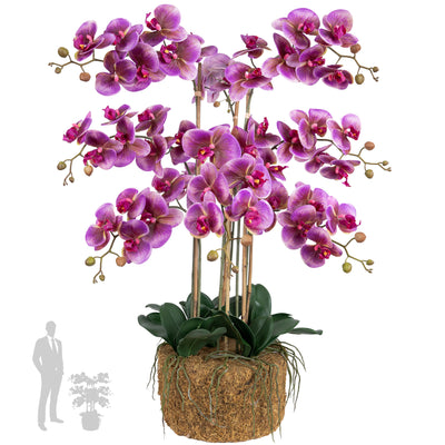 Orhidee artificiala mov cu aspect natural H95 cm cu 9 tulpini