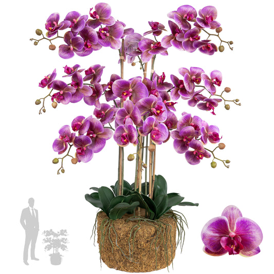 Orhidee artificiala mov cu aspect natural H95 cm cu 9 tulpini
