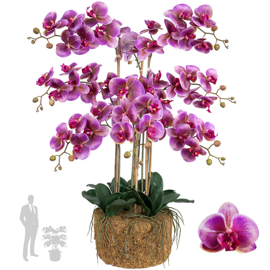 Orhidee artificiala mov cu aspect natural H95 cm cu 9 tulpini