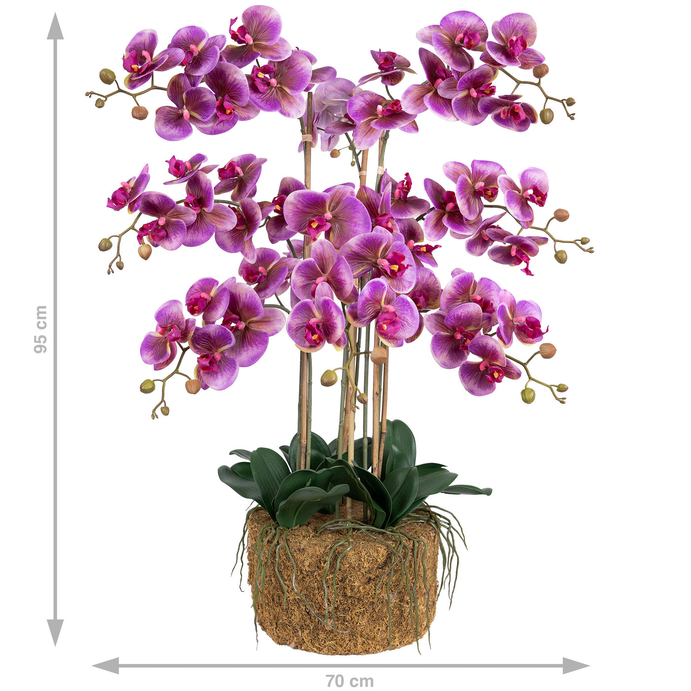 Orhidee artificiala mov cu aspect natural H95 cm cu 9 tulpini