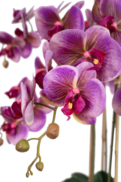 Orhidee artificiala mov cu aspect natural H95 cm cu 9 tulpini