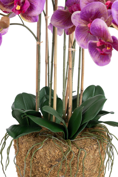 Orhidee artificiala mov cu aspect natural H95 cm cu 9 tulpini